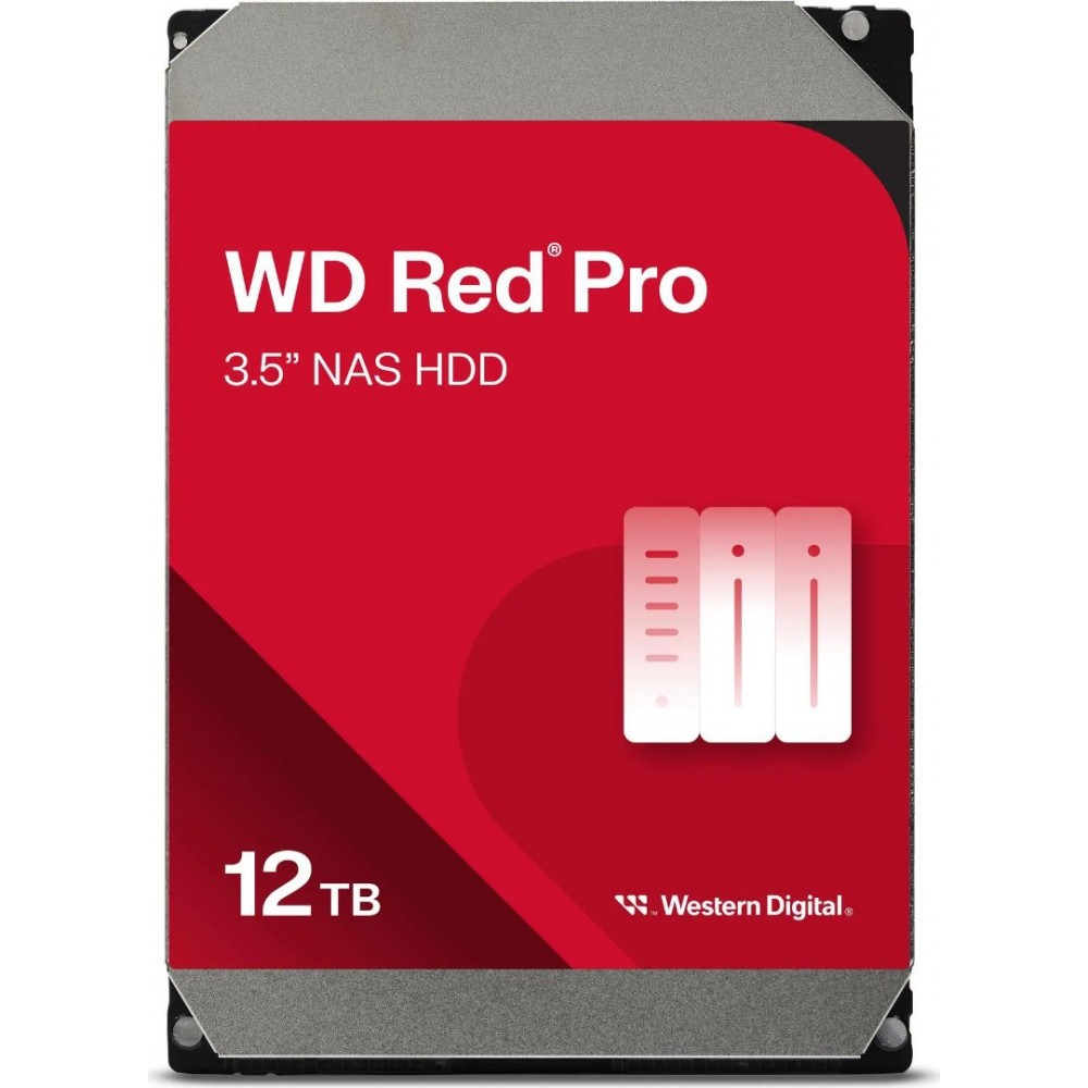 Western Digital WD Red Pro 12TB 3.5 SATA 6Gb/s NAS Hard Drive, 7200 RPM, 512MB Cache, CMR Technology, RAID-Optimized for Unlimited-Bay NAS Systems, Rated for 550TB/Year Workload, 2.5 Million Hours MTBF, NASware 3.0