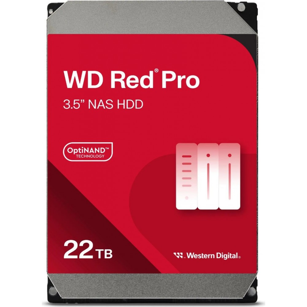 Western Digital WD Red Pro 22TB 3.5 SATA 6Gb/s NAS Hard Drive, 7200 RPM, 512MB Cache, Conventional Magnetic Recording (CMR), Helium-Sealed, RAID-Optimized for Unlimited-Bay NAS, Rated for 550TB/Year Workload, 2.5M Hours MTBF